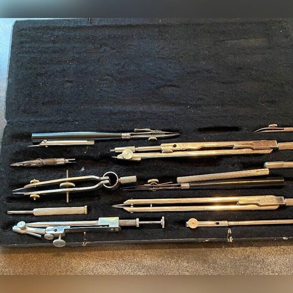 Vintage Drafting Tools 13 Pieces In Box - Picture 1 of 4